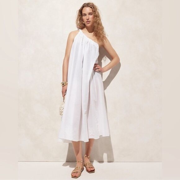 J Crew One-shoulder beach dress in cotton voile White NWT Size 2X - Picture 1 of 13